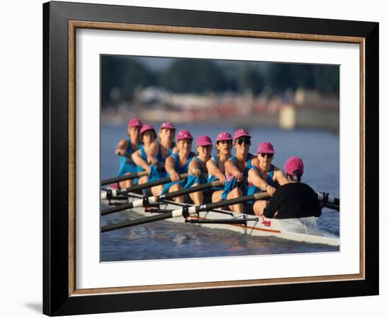 Womens Eights Rowing Team in Action-null-Framed Photographic Print