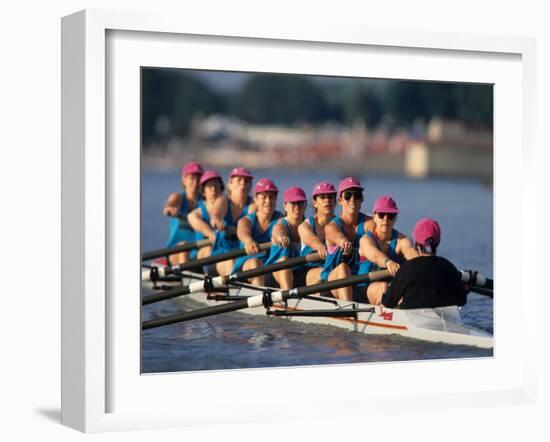 Womens Eights Rowing Team in Action-null-Framed Photographic Print