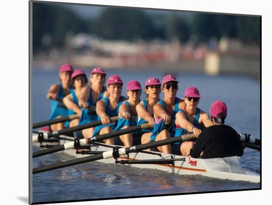 Womens Eights Rowing Team in Action-null-Mounted Photographic Print