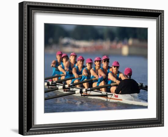 Womens Eights Rowing Team in Action-null-Framed Photographic Print
