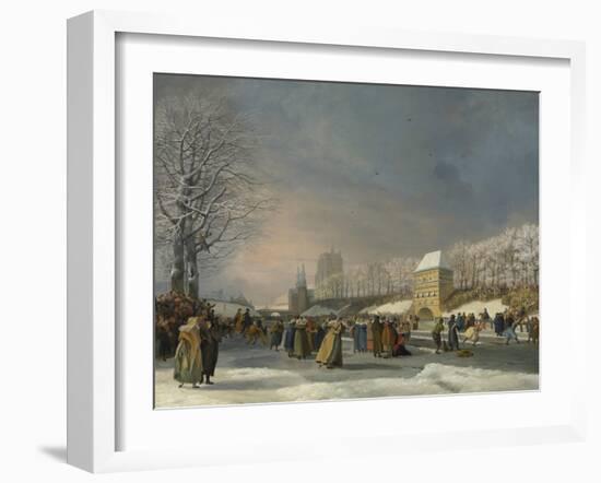 Womens Skating Competition on the Stadsgracht-Nicolaas Baur-Framed Art Print