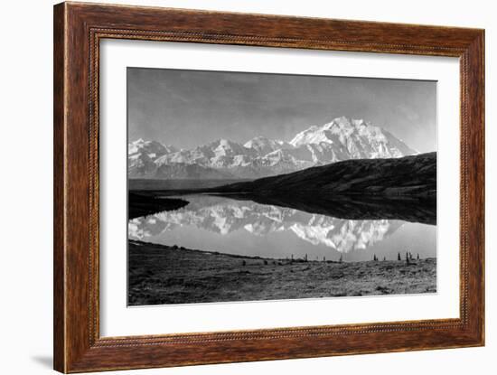 Wonder Lake, Alaska - View of Mount McKinley from the Lake-Lantern Press-Framed Art Print