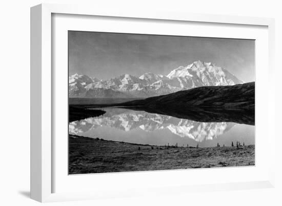 Wonder Lake, Alaska - View of Mount McKinley from the Lake-Lantern Press-Framed Art Print