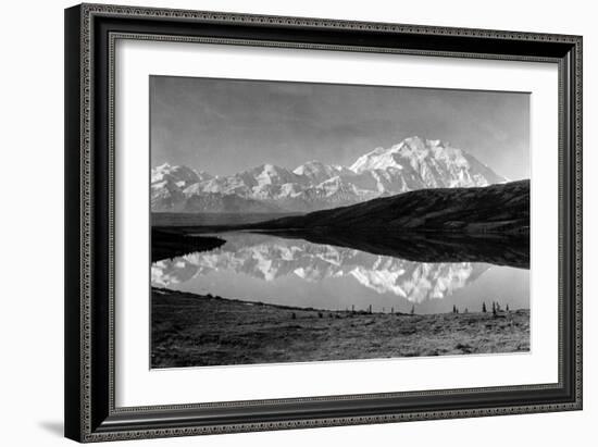 Wonder Lake, Alaska - View of Mount McKinley from the Lake-Lantern Press-Framed Art Print