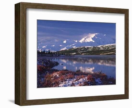 Wonder Lake at Dawn, Denali National Park, Alaska, USA-Charles Sleicher-Framed Photographic Print