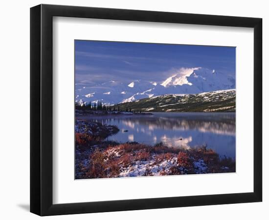 Wonder Lake at Dawn, Denali National Park, Alaska, USA-Charles Sleicher-Framed Photographic Print