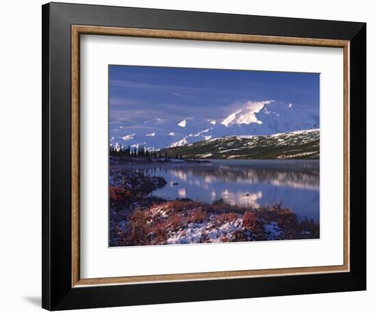 Wonder Lake at Dawn, Denali National Park, Alaska, USA-Charles Sleicher-Framed Photographic Print