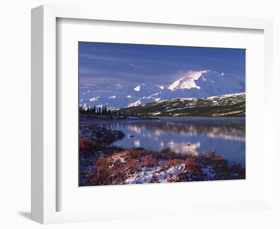 Wonder Lake at Dawn, Denali National Park, Alaska, USA-Charles Sleicher-Framed Photographic Print