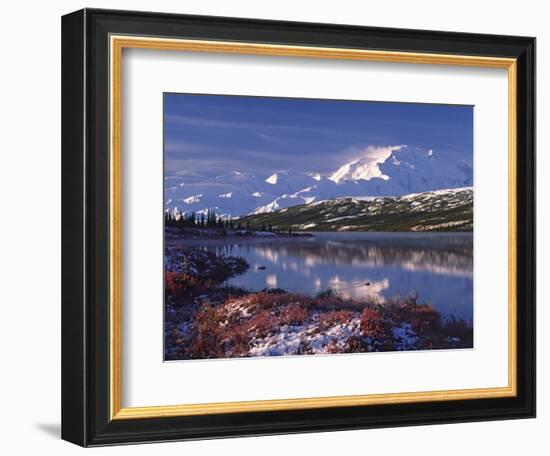 Wonder Lake at Dawn, Denali National Park, Alaska, USA-Charles Sleicher-Framed Photographic Print