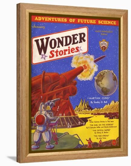 Wonder Stories, Guns-Frank R Paul-Framed Stretched Canvas