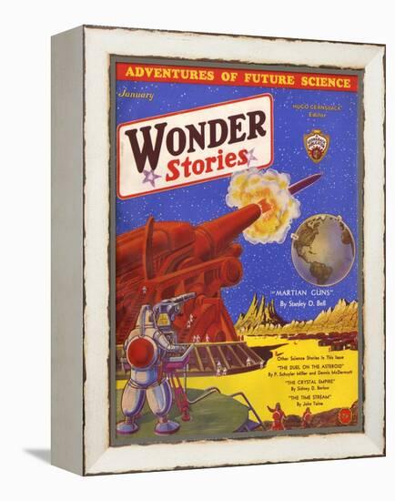 Wonder Stories, Guns-Frank R Paul-Framed Stretched Canvas