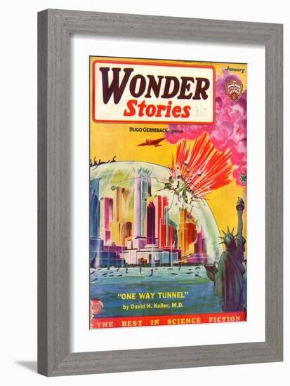 Wonder Stories, NY Dome-Frank R Paul-Framed Art Print