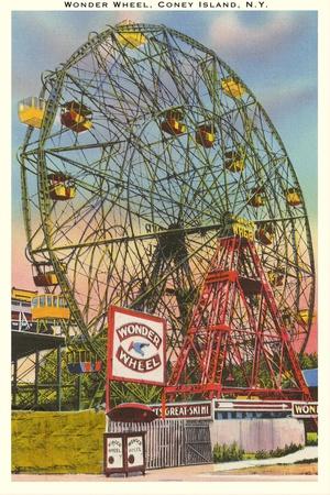 Wonder Wheel Ferris Wheel Coney Island Brooklyn Photo Art Print Poster 12x18 inc 