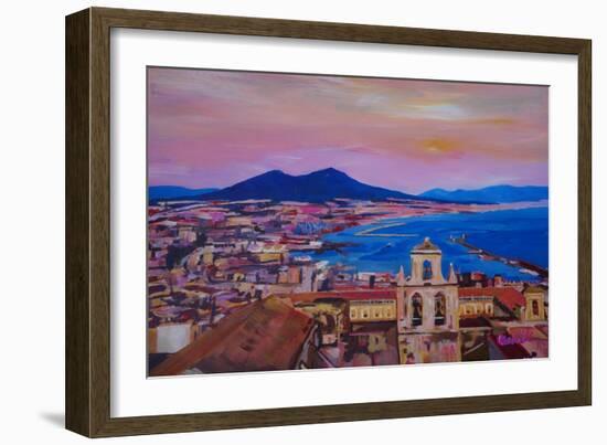 Wonderful City View of Naples Italy with Mount Ves-Markus Bleichner-Framed Art Print