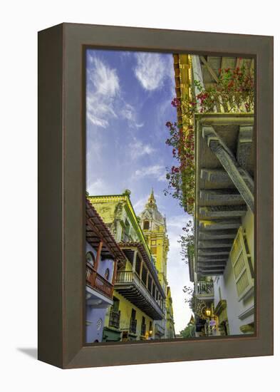 Wonderful Spanish Colonial Architecture, Old City, Cartagena, Colombia-Jerry Ginsberg-Framed Premier Image Canvas