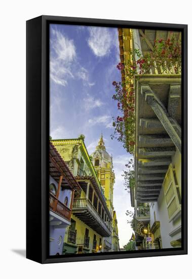 Wonderful Spanish Colonial Architecture, Old City, Cartagena, Colombia-Jerry Ginsberg-Framed Premier Image Canvas