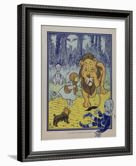 "Wonderful Wizard of Oz" Main Characters, Dorothy Speaks to the Cowardly Lion-null-Framed Art Print