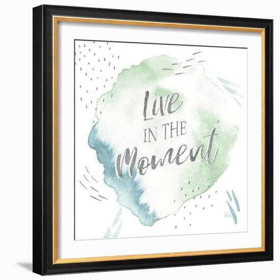 Wonderful World V Blue Green-Laura Marshall-Framed Art Print