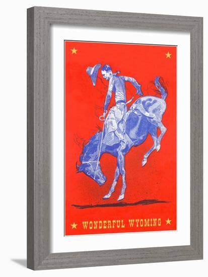 Wonderful Wyoming, Bucking Bronco-null-Framed Art Print