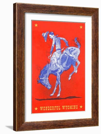 Wonderful Wyoming, Bucking Bronco-null-Framed Art Print