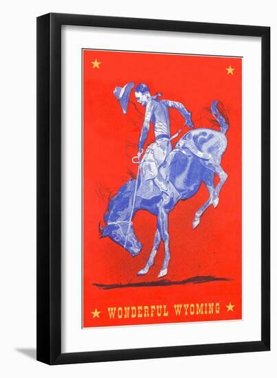 Wonderful Wyoming, Bucking Bronco-null-Framed Art Print