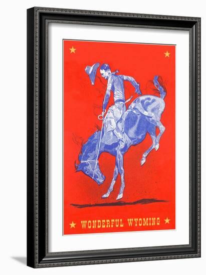 Wonderful Wyoming, Bucking Bronco-null-Framed Art Print