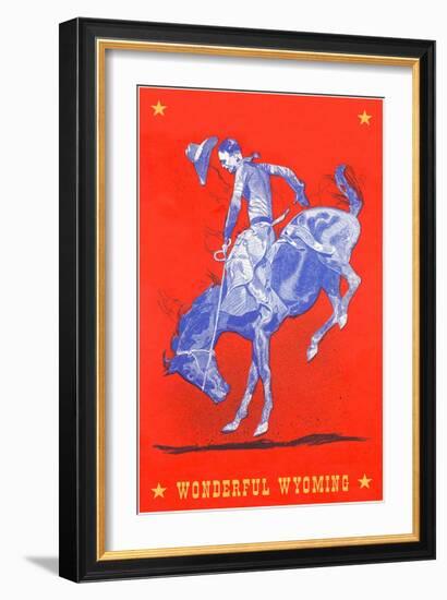 Wonderful Wyoming, Bucking Bronco-null-Framed Art Print