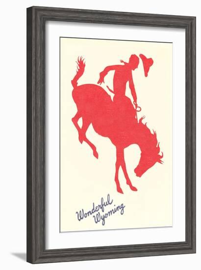 Wonderful Wyoming, Silhouette of Bronco Rider-null-Framed Art Print