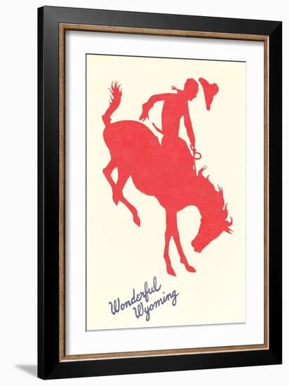 Wonderful Wyoming, Silhouette of Bronco Rider-null-Framed Art Print