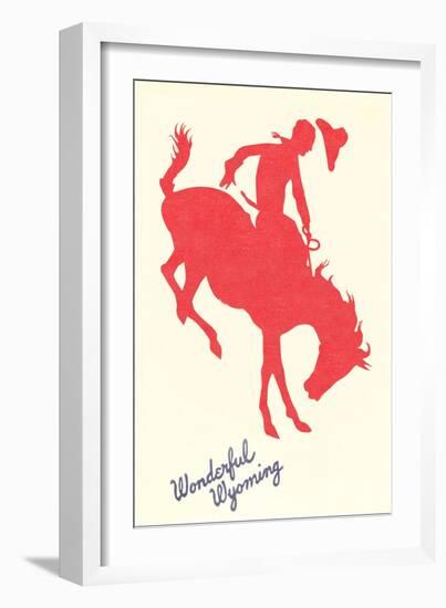 Wonderful Wyoming, Silhouette of Bronco Rider-null-Framed Art Print