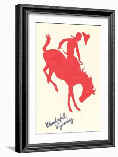 Wonderful Wyoming, Silhouette of Bronco Rider-null-Framed Art Print