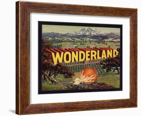 Wonderland Brand - Escondido, California - Citrus Crate Label-Lantern Press-Framed Art Print