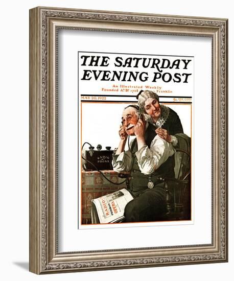 "Wonders of Radio" or "Listen, Ma!" Saturday Evening Post Cover, May 20,1922-Norman Rockwell-Framed Giclee Print