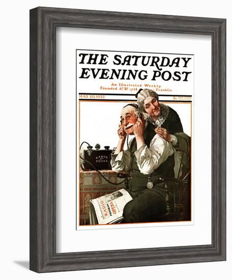 "Wonders of Radio" or "Listen, Ma!" Saturday Evening Post Cover, May 20,1922-Norman Rockwell-Framed Giclee Print