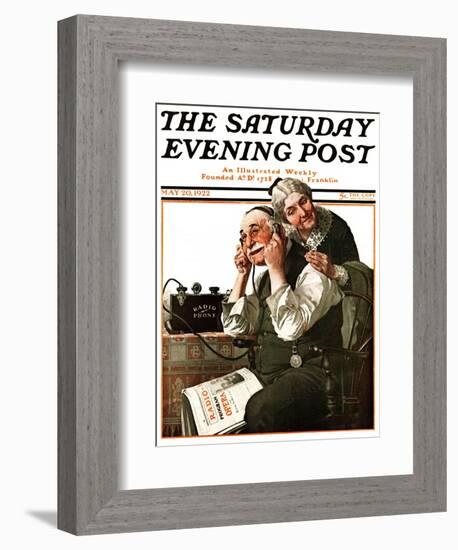 "Wonders of Radio" or "Listen, Ma!" Saturday Evening Post Cover, May 20,1922-Norman Rockwell-Framed Giclee Print