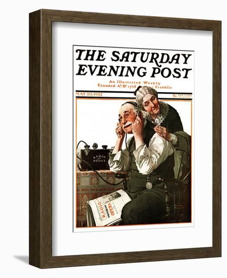 "Wonders of Radio" or "Listen, Ma!" Saturday Evening Post Cover, May 20,1922-Norman Rockwell-Framed Giclee Print