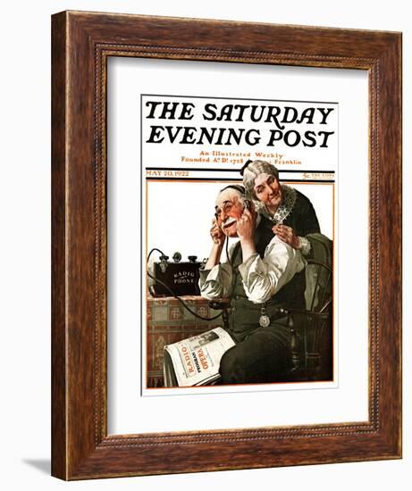 "Wonders of Radio" or "Listen, Ma!" Saturday Evening Post Cover, May 20,1922-Norman Rockwell-Framed Giclee Print