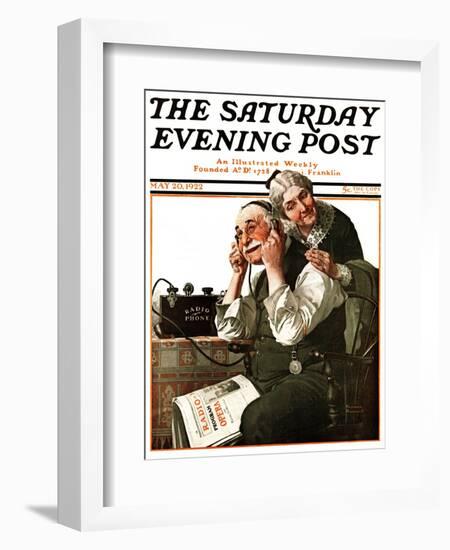 "Wonders of Radio" or "Listen, Ma!" Saturday Evening Post Cover, May 20,1922-Norman Rockwell-Framed Giclee Print