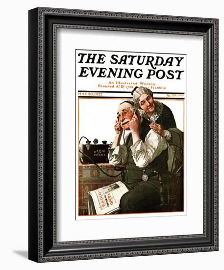 "Wonders of Radio" or "Listen, Ma!" Saturday Evening Post Cover, May 20,1922-Norman Rockwell-Framed Giclee Print