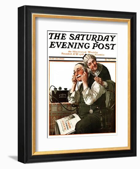 "Wonders of Radio" or "Listen, Ma!" Saturday Evening Post Cover, May 20,1922-Norman Rockwell-Framed Giclee Print