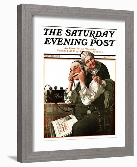 "Wonders of Radio" or "Listen, Ma!" Saturday Evening Post Cover, May 20,1922-Norman Rockwell-Framed Giclee Print