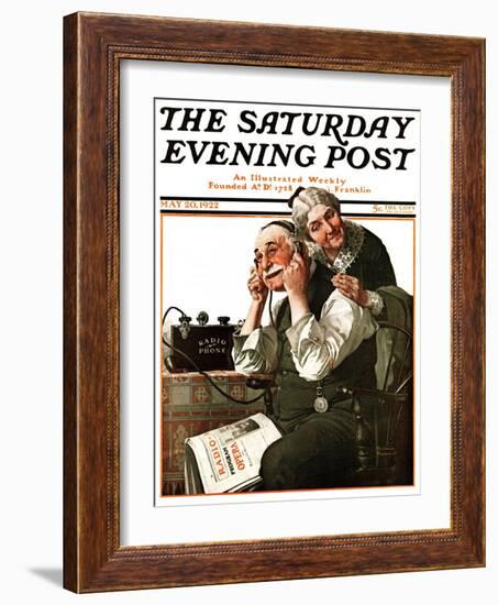 "Wonders of Radio" or "Listen, Ma!" Saturday Evening Post Cover, May 20,1922-Norman Rockwell-Framed Giclee Print