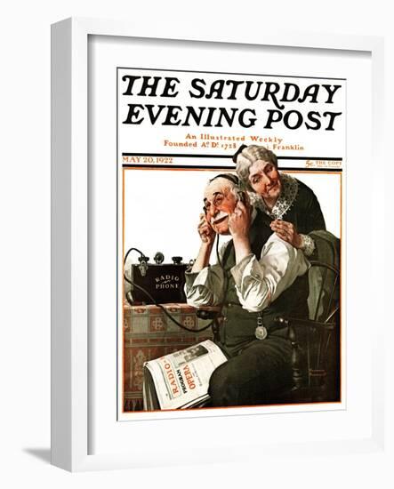 "Wonders of Radio" or "Listen, Ma!" Saturday Evening Post Cover, May 20,1922-Norman Rockwell-Framed Giclee Print