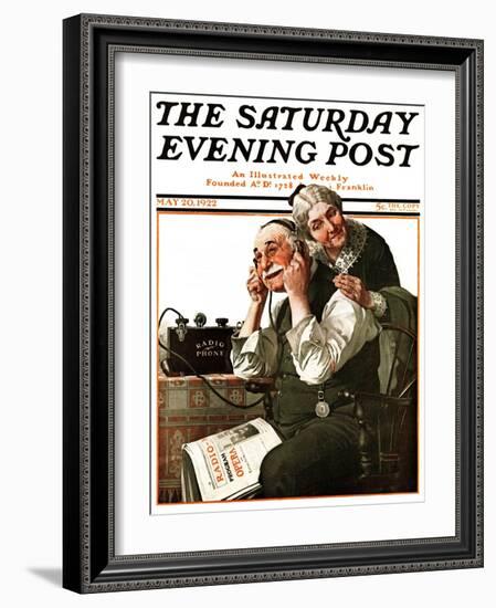 "Wonders of Radio" or "Listen, Ma!" Saturday Evening Post Cover, May 20,1922-Norman Rockwell-Framed Giclee Print