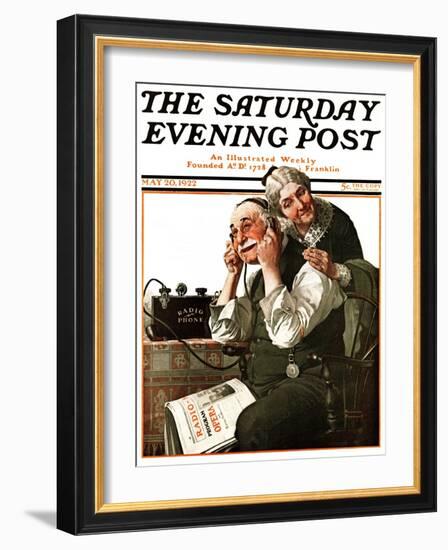 "Wonders of Radio" or "Listen, Ma!" Saturday Evening Post Cover, May 20,1922-Norman Rockwell-Framed Giclee Print