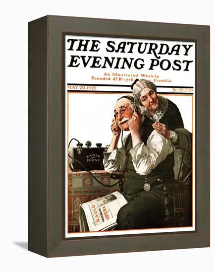 "Wonders of Radio" or "Listen, Ma!" Saturday Evening Post Cover, May 20,1922-Norman Rockwell-Framed Premier Image Canvas