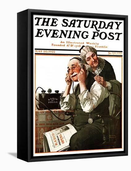 "Wonders of Radio" or "Listen, Ma!" Saturday Evening Post Cover, May 20,1922-Norman Rockwell-Framed Premier Image Canvas
