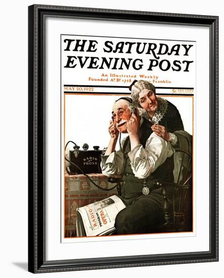 "Wonders of Radio" or "Listen, Ma!" Saturday Evening Post Cover, May 20,1922-Norman Rockwell-Framed Giclee Print