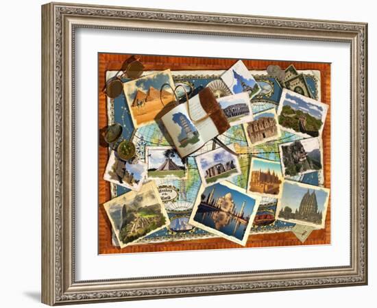 Wonders of the World Postcards-Garry Walton-Framed Art Print