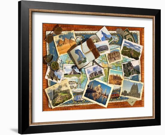 Wonders of the World Postcards-Garry Walton-Framed Art Print